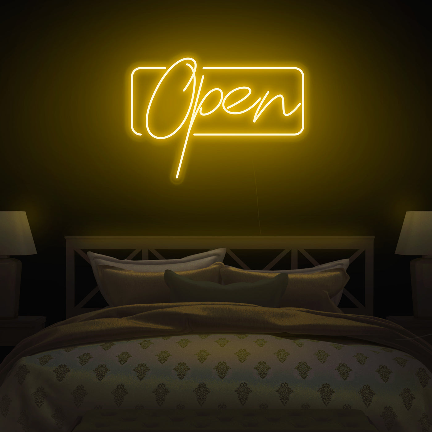 'Open' Script Neon Sign