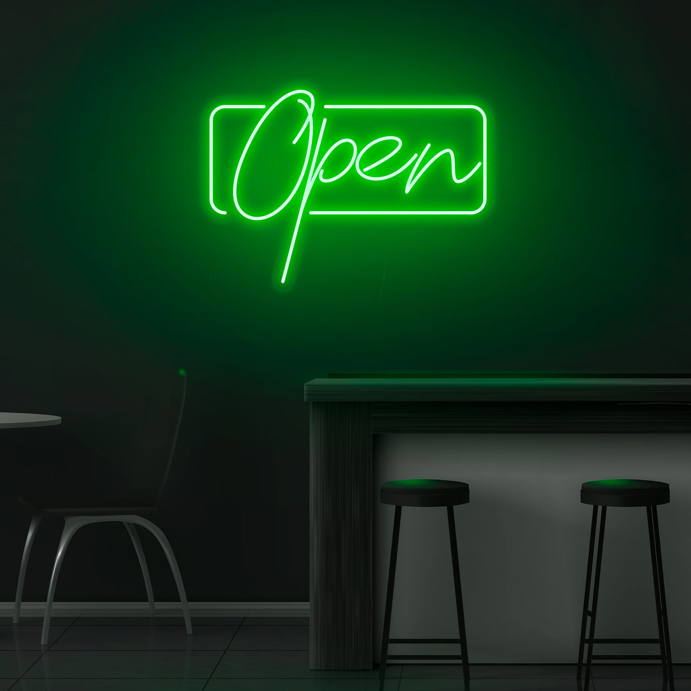 'Open' Script Neon Sign