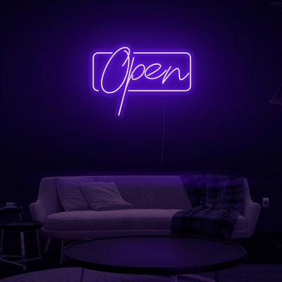 'Open' Script Neon Sign