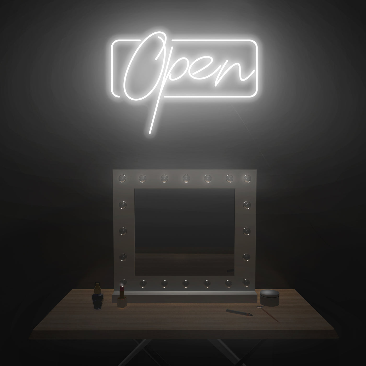 'Open' Script Neon Sign