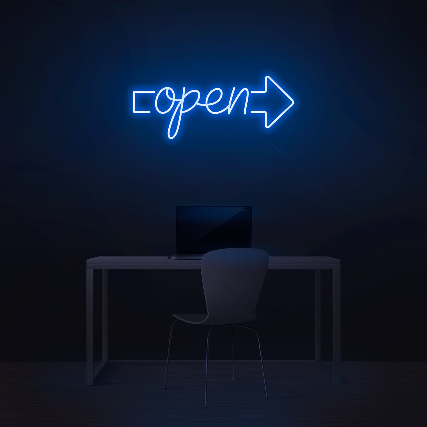 Right Arrow 'Open' Neon Sign