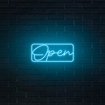 Script Bordered 'Open' Neon Sign