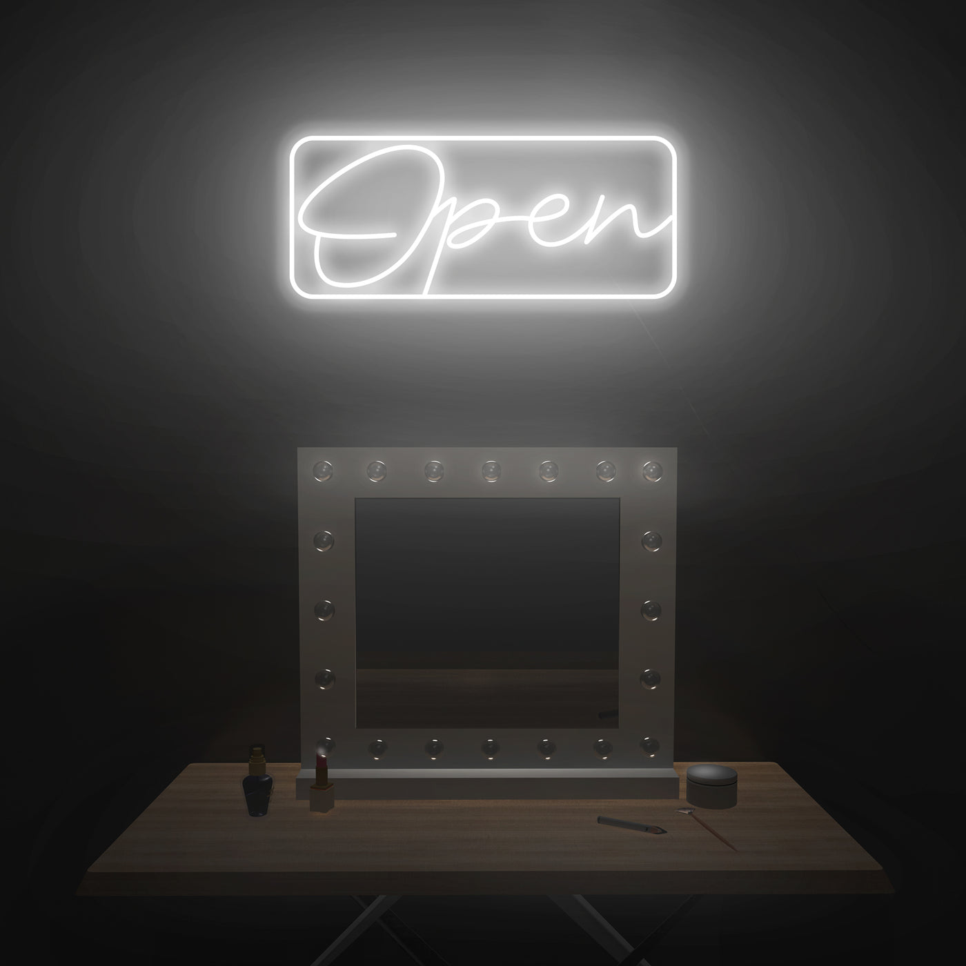 Script Bordered 'Open' Neon Sign